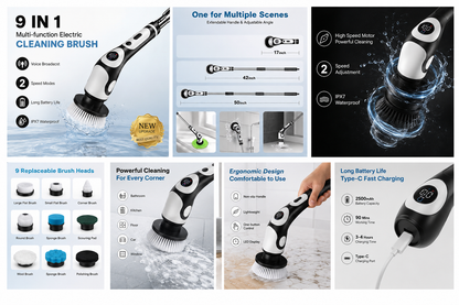 9-In-1 Multi-Function Electric Cleaning Brush Ⓢ